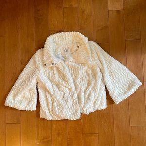 White Faux Fur Cropped Coat